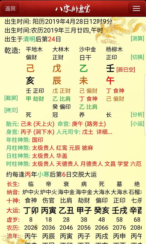 八字排盘 八字命宫(胎元命宫对八字的作用)